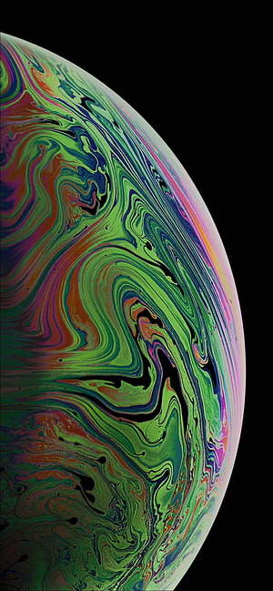 Vibrant Swirling Liquid Marble Sphere on Black Background Abstract Art HD phone wallpaper