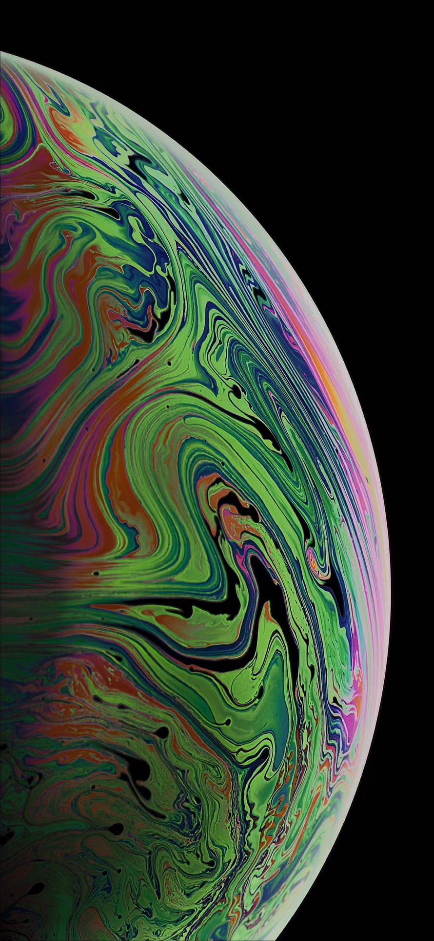 Vibrant Swirling Liquid Marble Sphere on Black Background Abstract Art HD phone wallpaper