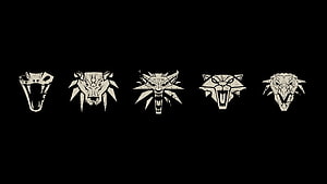 The Witcher 3 Wild Hunt Monster Skull Icons on Black Background HD wallpaper