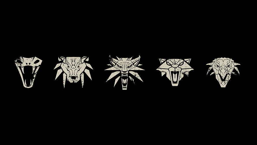 The Witcher 3 Wild Hunt Monster Skull Icons on Black Background HD wallpaper