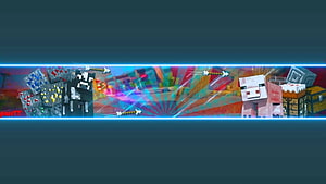 Minecraft YouTube Banner Template Featuring Enderman, Pig, and Redstone Blocks HD wallpaper