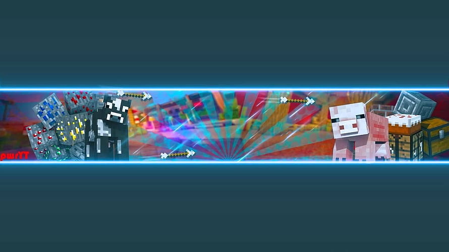Minecraft YouTube Banner Template Featuring Enderman, Pig, and Redstone Blocks HD wallpaper