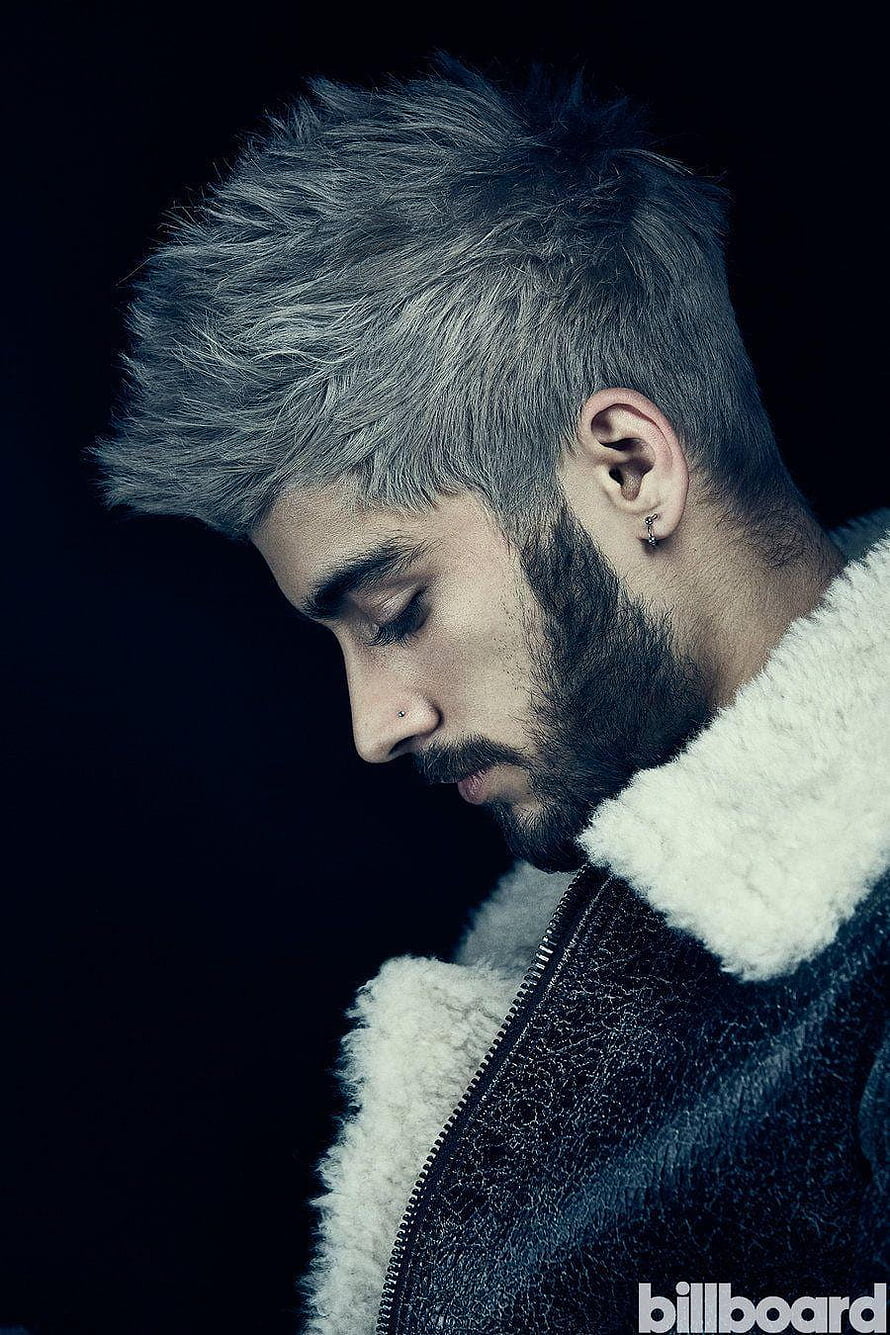 Zayn Malik Profile Portrait in Shearling Jacket with Silver Hair and Beard HD phone wallpaper