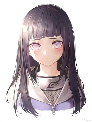 Hinata Hyuga Anime Portrait with Konoha Headband and Soft Lighting HD phone wallpaper