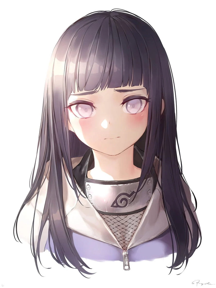 Hinata Hyuga Anime Portrait with Konoha Headband and Soft Lighting HD phone wallpaper