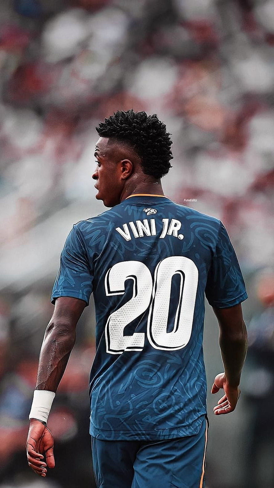 Vinicius Junior in Real Madrid Away Kit Walking on the Pitch HD phone wallpaper