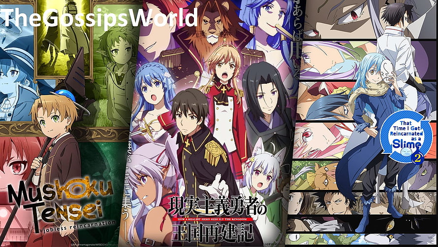 Isekai Anime Poster Collage Featuring Mushoku Tensei and That Time I Got Reincarnated as a Slime HD wallpaper