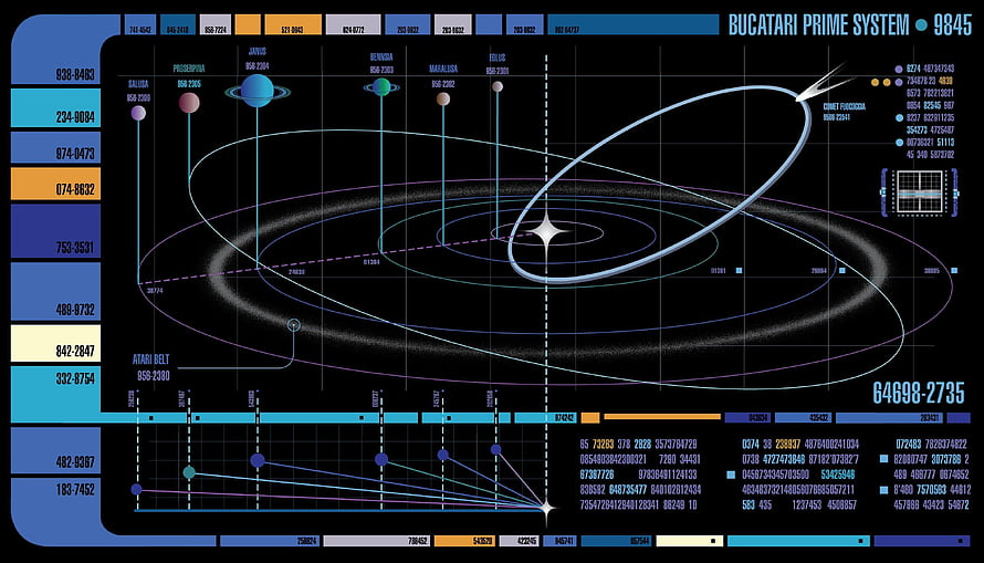 Star Trek LCARS Interface Displaying Bucatari Prime System Star Map HD wallpaper