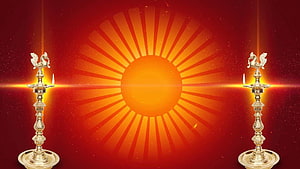 Traditional Indian Wedding Candlesticks With Radiant Sunburst Background HD wallpaper