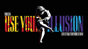 Guns N' Roses Use Your Illusion Album Artwork with Guitarist Silhouette HD wallpaper