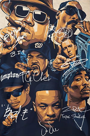 Hip Hop Legends Digital Art: Notorious B.I.G., Snoop Dogg, Ice Cube, Eminem, and Tupac Shakur HD phone wallpaper