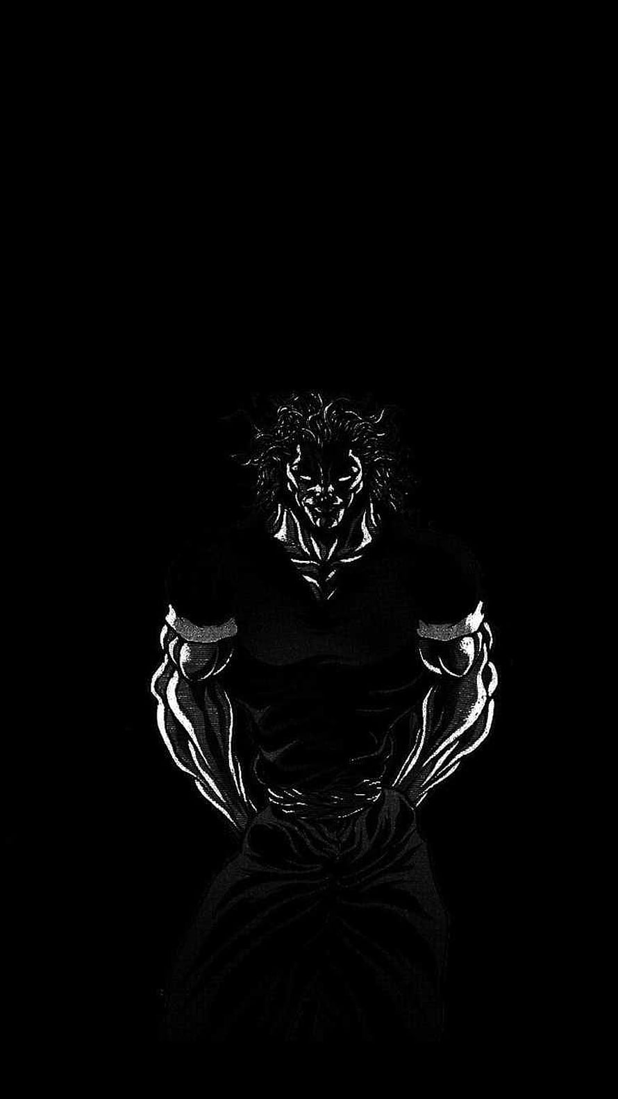 Yujiro Hanma Dark Monochrome Portrait from Baki the Grappler HD phone wallpaper