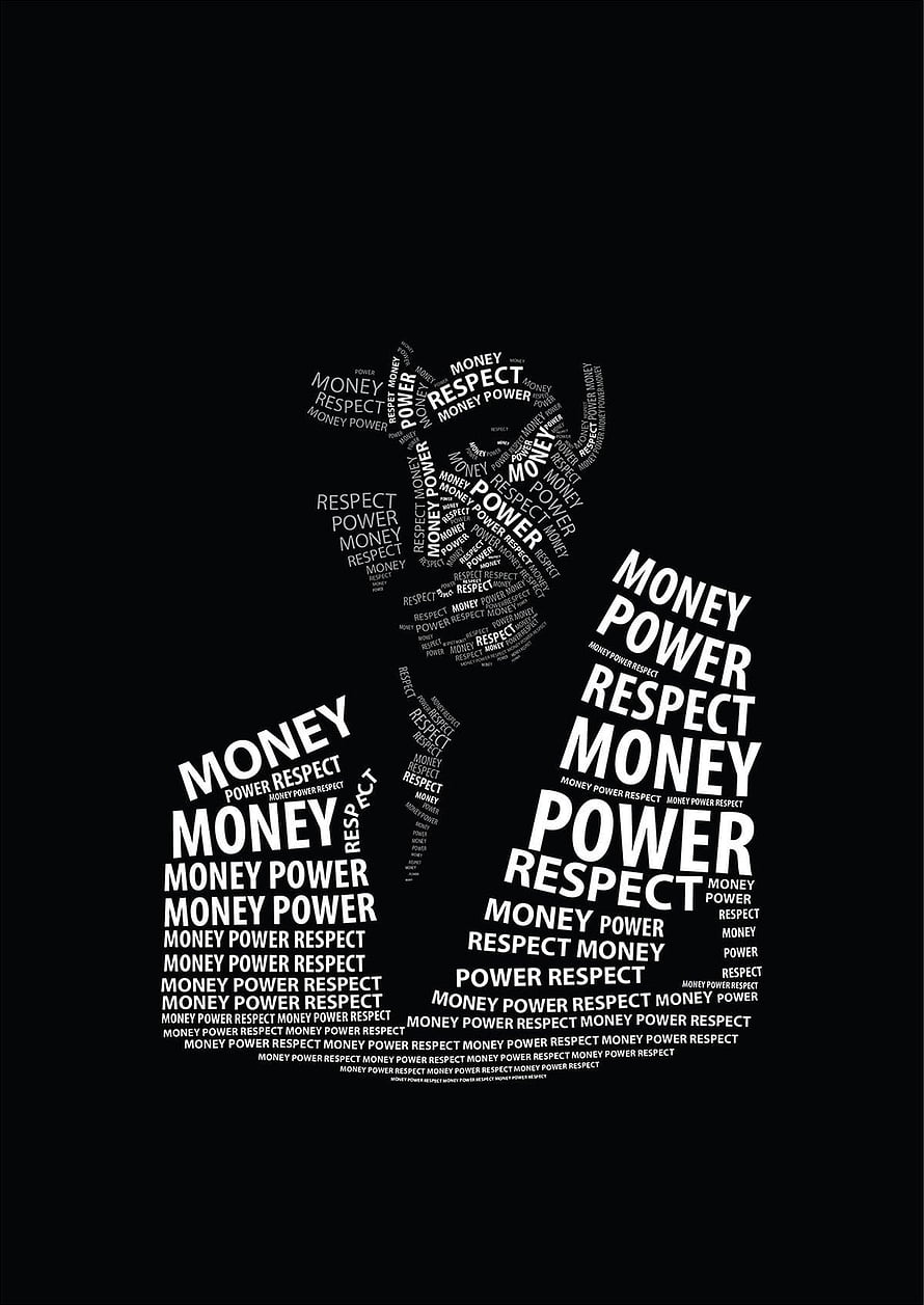 Money Power Respect Typography Silhouette on Black Background HD phone wallpaper
