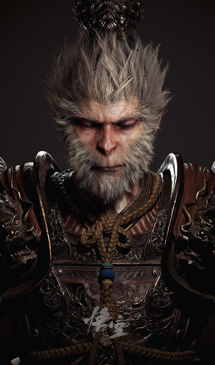 Black Myth Wukong Character Portrait in Ornate Armor HD phone wallpaper