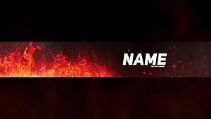 Fiery Gaming Banner Template with Custom Name and Twitch Handle on Dark Background HD wallpaper