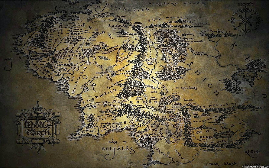 Detailed Middle Earth Map from The Lord of the Rings Fantasy World HD wallpaper