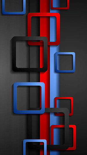 Abstract 3D Geometric Wallpaper with Interlocking Red Blue and Black Square Frames HD phone wallpaper