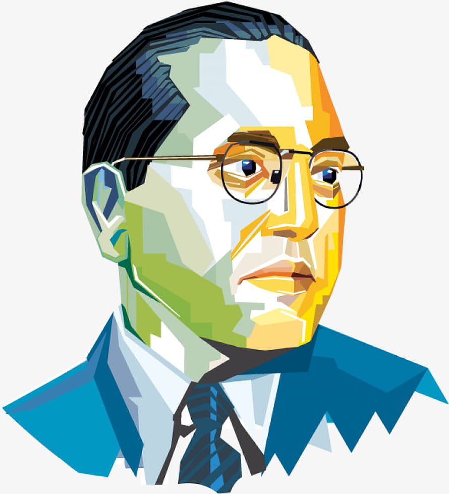 Geometric Low Poly Portrait of Dr. B. R. Ambedkar in Business Attire HD phone wallpaper