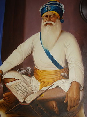 Baba Deep Singh Portrait Painting with Turban and Sacred Text HD phone wallpaper