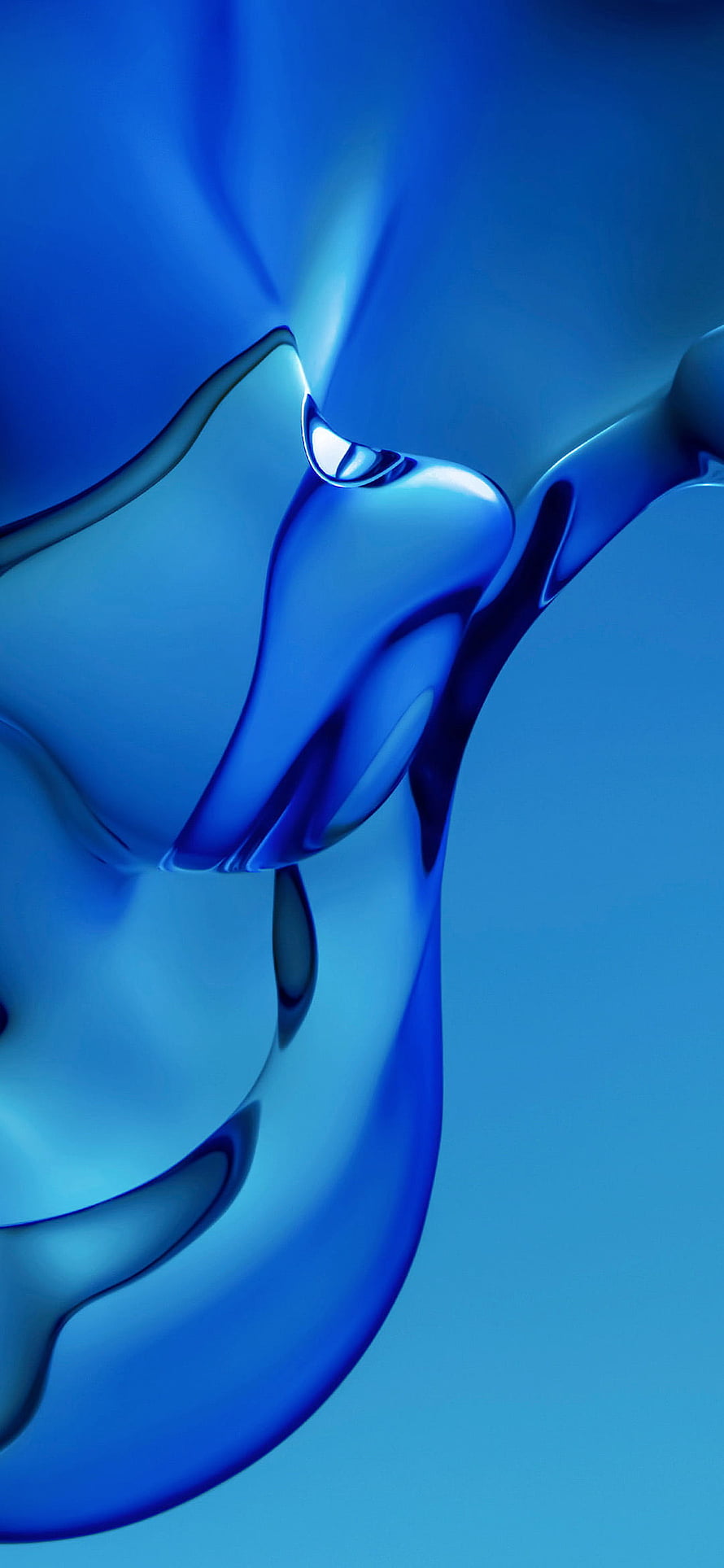 Abstract Blue Liquid Glass Flow with Smooth Organic Curves and Glossy Reflections HD phone wallpaper