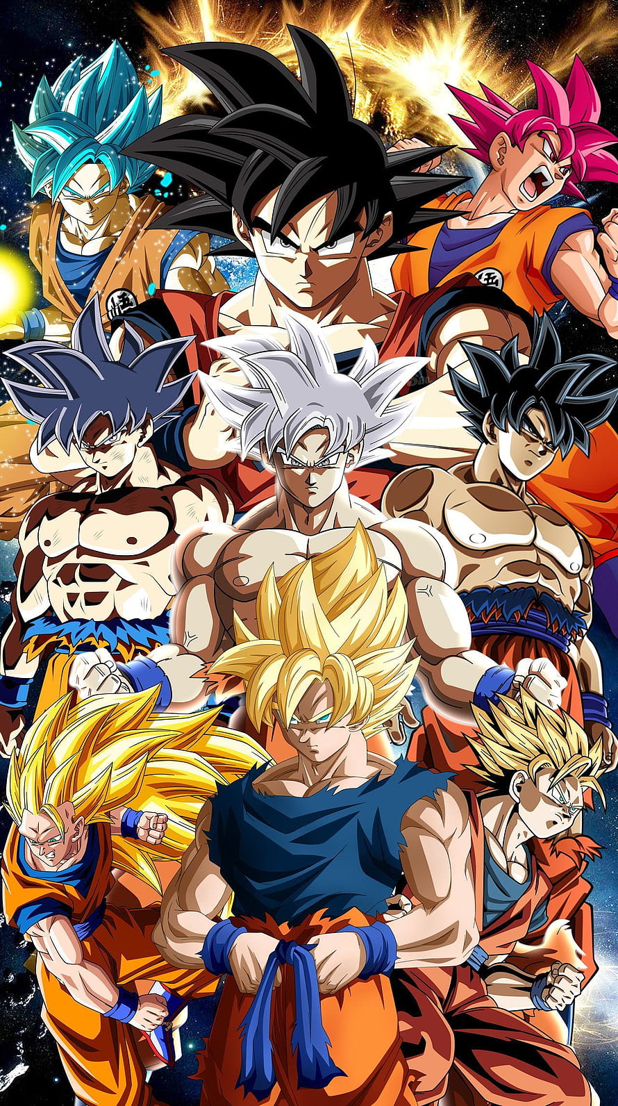 Goku Every Super Saiyan Transformation Form Collage HD phone wallpaper