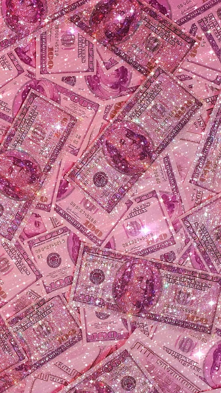 Sparkling Pink Glitter Dollar Bills Money Background HD phone wallpaper