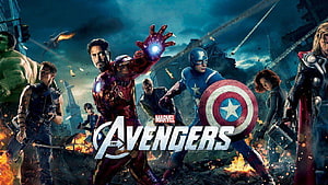 The Avengers Movie Poster Featuring Iron Man, Captain America, Thor, Hulk, Hawkeye, Black Widow, and Nick Fury HD wallpaper