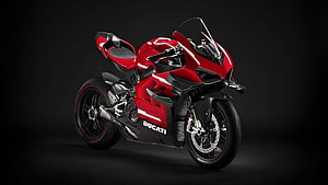 Red Ducati Superleggera V4 Superbike Studio Shot on Black Background HD wallpaper