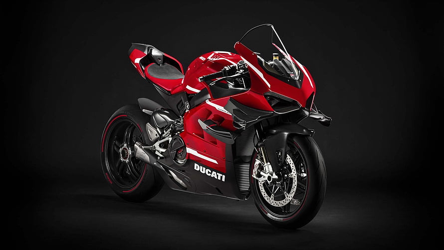 Red Ducati Superleggera V4 Superbike Studio Shot on Black Background HD wallpaper