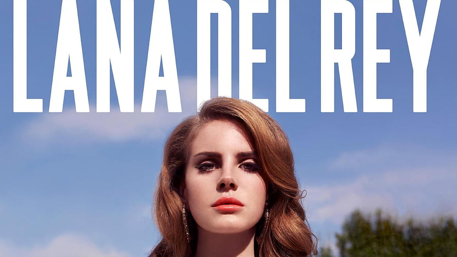 Lana Del Rey Portrait Against Blue Sky With Bold Typography HD wallpaper