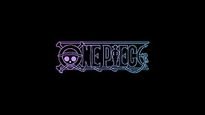 One Piece Neon Logo with Skull and Crossed Swords on Black Background HD wallpaper