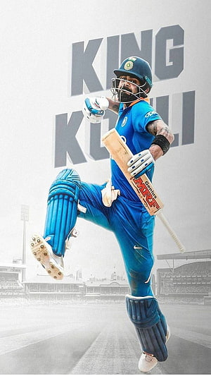 Virat Kohli Celebrating a Royal Knock in Blue India Cricket Kit HD phone wallpaper