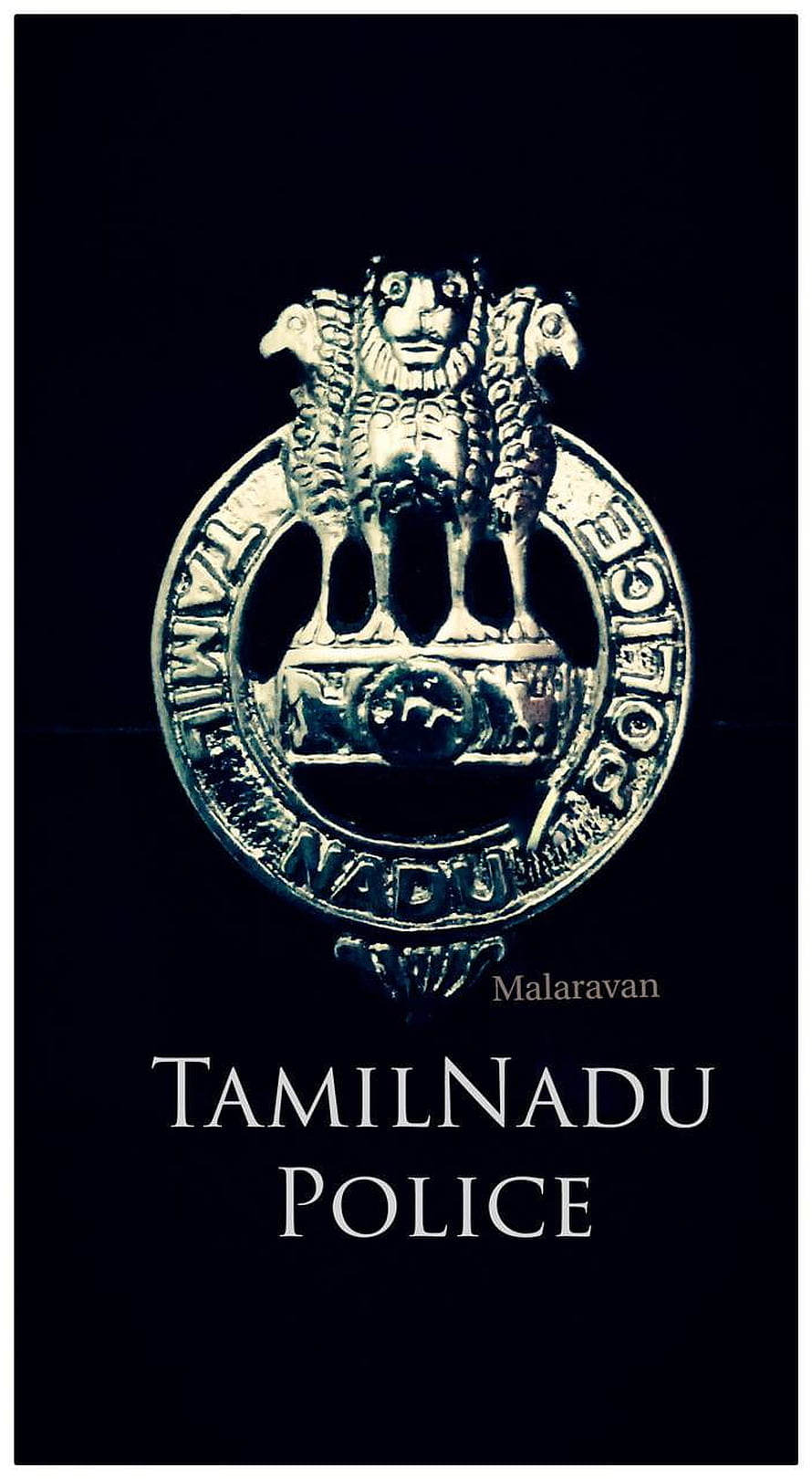 Tamil Nadu Police Emblem with Lion and Eagle Crest on Dark Background HD phone wallpaper