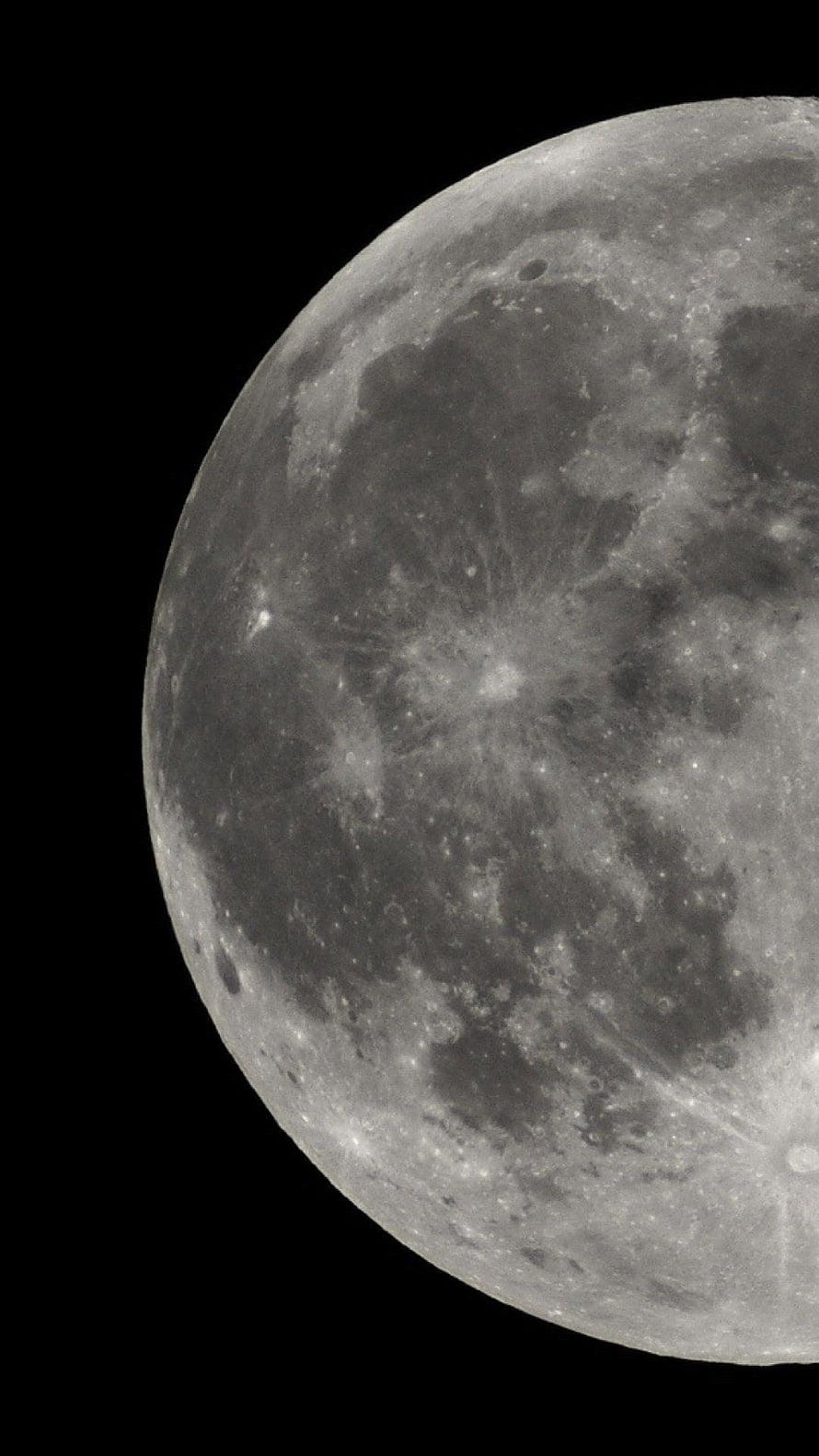 Close-up of the Moon's Cratered Surface Against a Black Sky HD phone wallpaper