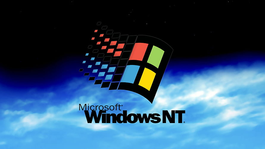 Microsoft Windows NT 4.0 Classic Logo Against Blue Sky and Clouds HD wallpaper
