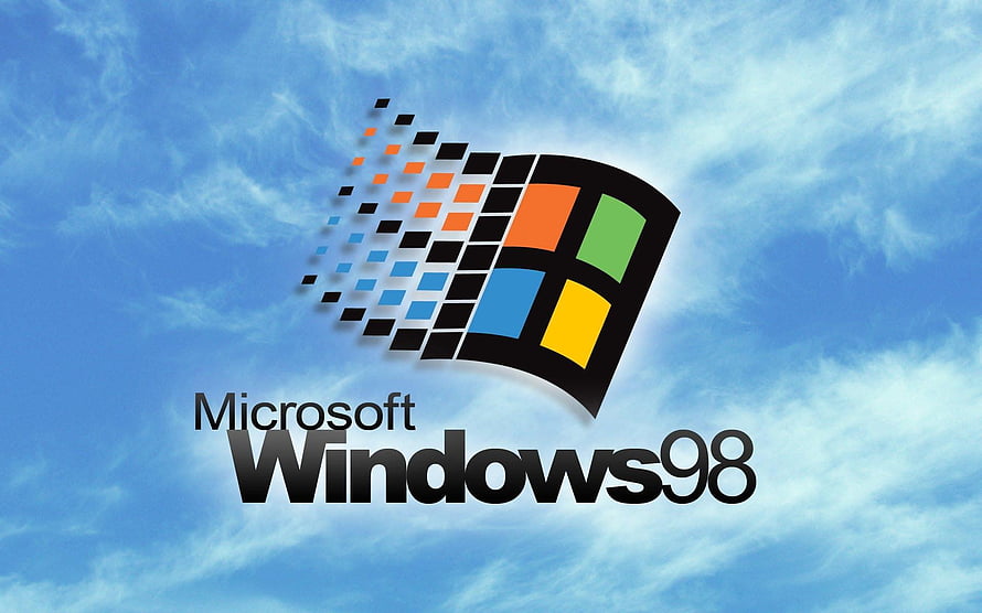 Microsoft Windows 98 Logo Against Blue Sky With Wispy Clouds HD wallpaper