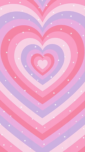 Pastel Pink and Lavender Concentric Hearts with Scattered Stars Aesthetic Pattern HD phone wallpaper