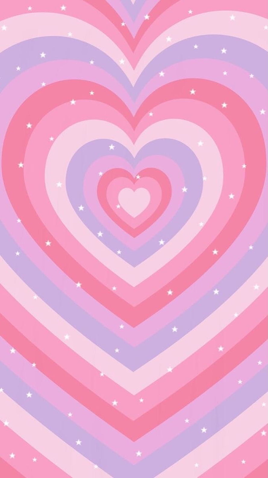 Pastel Pink and Lavender Concentric Hearts with Scattered Stars Aesthetic Pattern HD phone wallpaper
