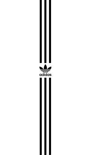 Minimalist Adidas Trefoil Logo with Vertical Black Stripes on White Background HD phone wallpaper