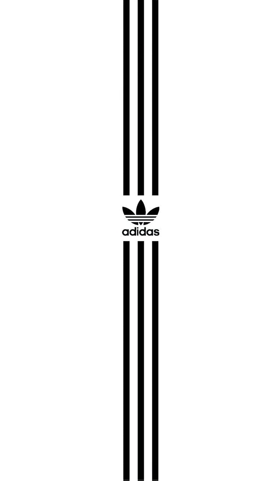 Minimalist Adidas Trefoil Logo with Vertical Black Stripes on White Background HD phone wallpaper