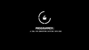 Minimalist Programmer Coffee Cup Logo on Black Background HD wallpaper