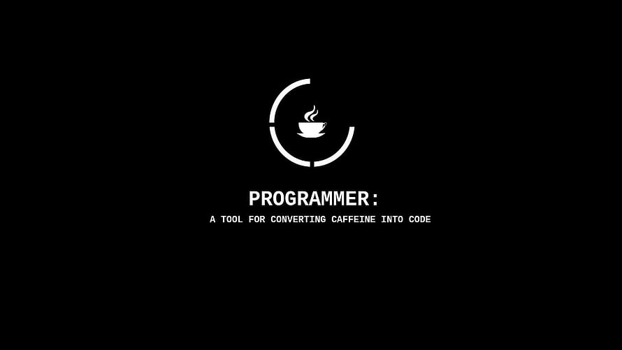 Minimalist Programmer Coffee Cup Logo on Black Background HD wallpaper