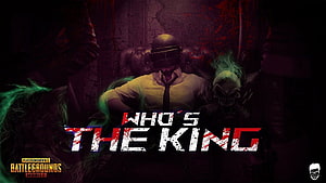PUBG Mobile Who's The King promotional artwork featuring a masked figure in a dark throne room HD wallpaper