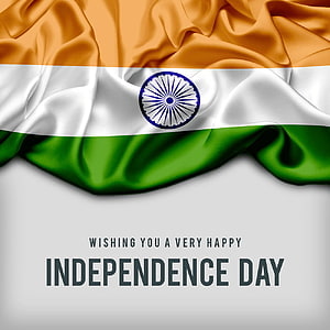Saffron White Green Indian Flag with Ashoka Chakra and Independence Day Greeting HD phone wallpaper