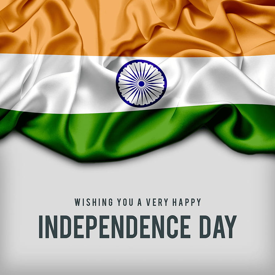 Saffron White Green Indian Flag with Ashoka Chakra and Independence Day Greeting HD phone wallpaper