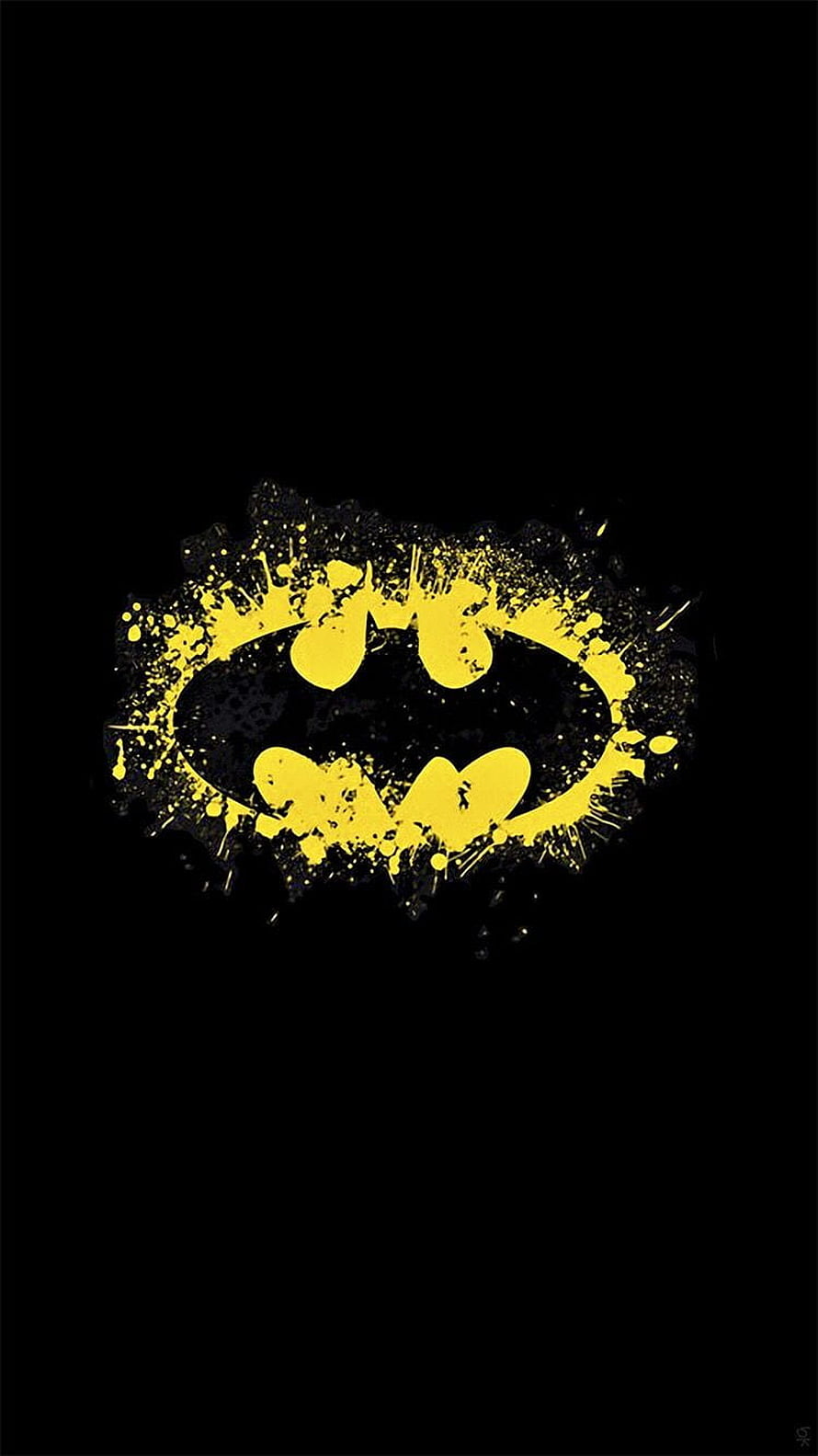 Grunge Splatter Batman Logo on Black Background HD phone wallpaper