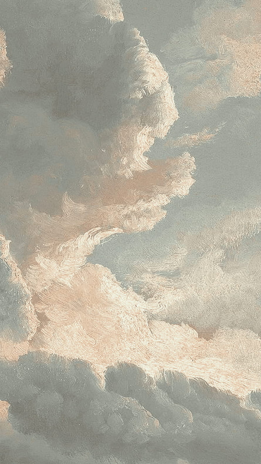 Cream and Beige Aesthetic Oil Painting of Soft Clouds and Misty Sky HD phone wallpaper