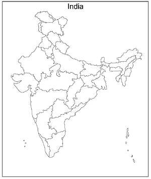 Blank Political Outline Map of India with State Boundaries for Educational Use HD phone wallpaper