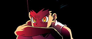 Gon Freecss Intense Anime Portrait With Red Glow And Fierce Expression HD wallpaper