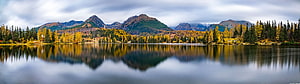 Autumn Mountain Lake Panorama with Golden Aspen Trees and Perfect Reflections HD wallpaper